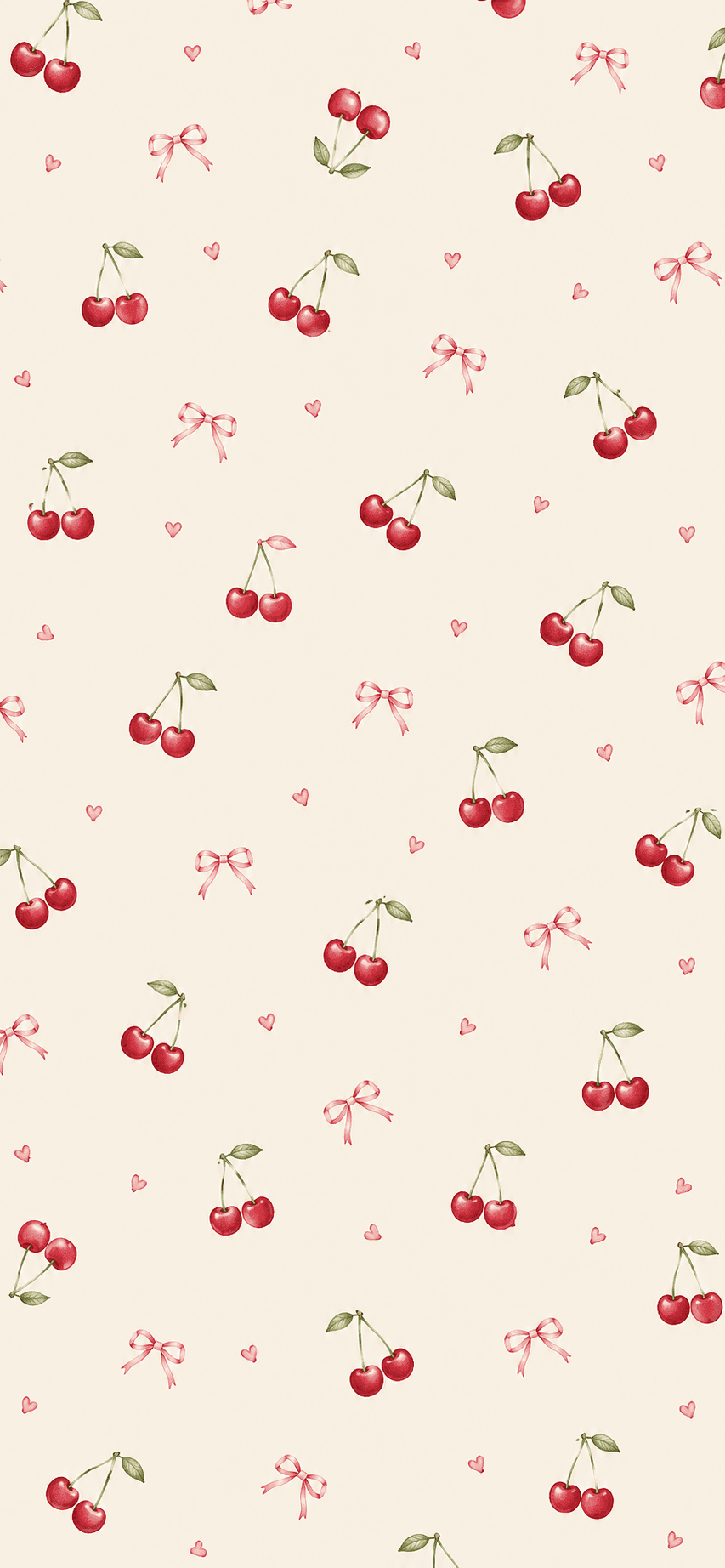 Cream coquette iPhone wallpaper with a small repeating pattern
