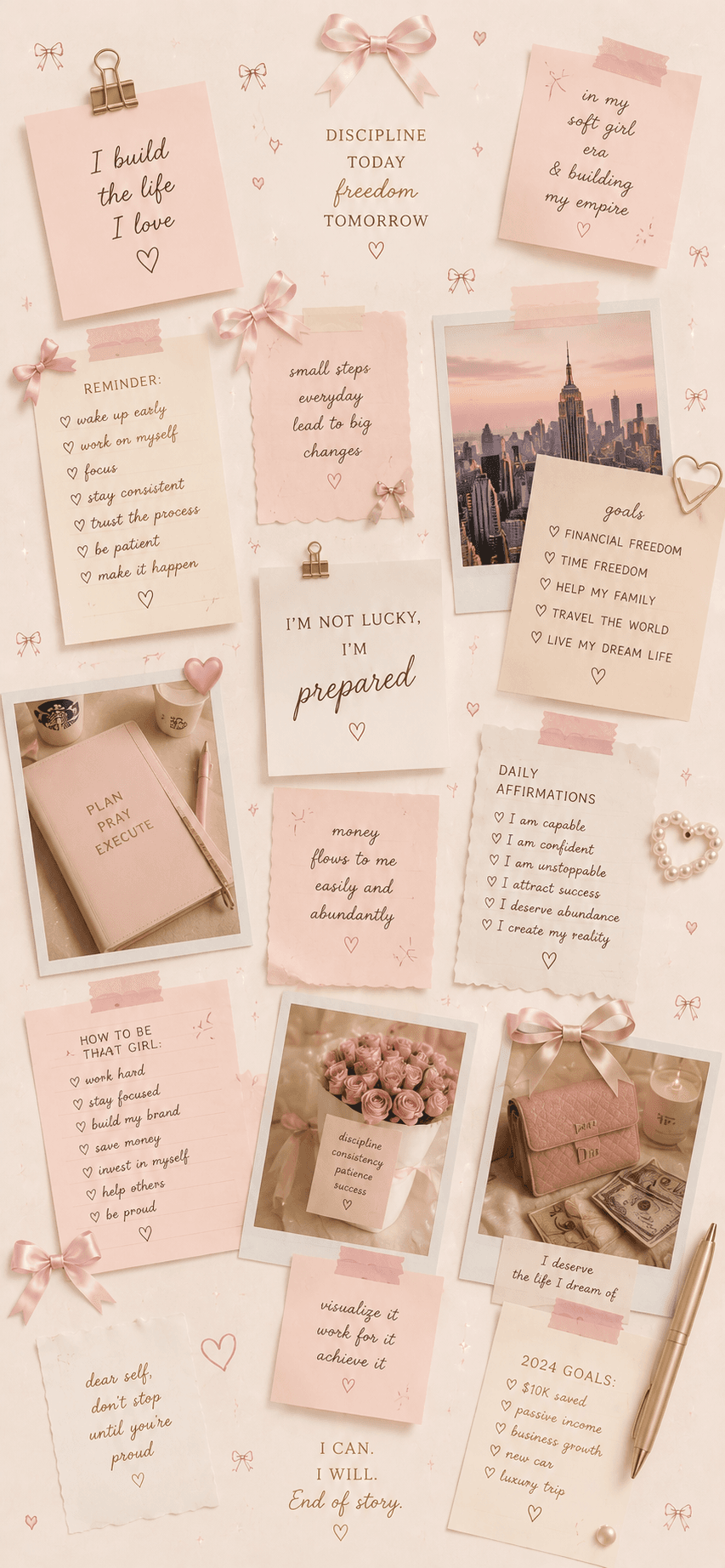 Muted pastel coquette iPhone wallpaper with a soft repeating pattern