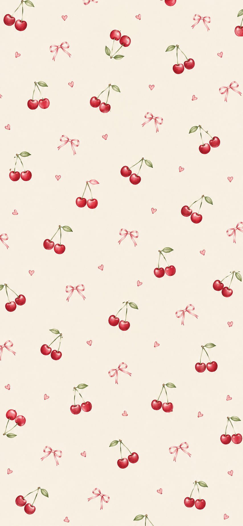 Cream coquette iPhone wallpaper with a small repeating pattern