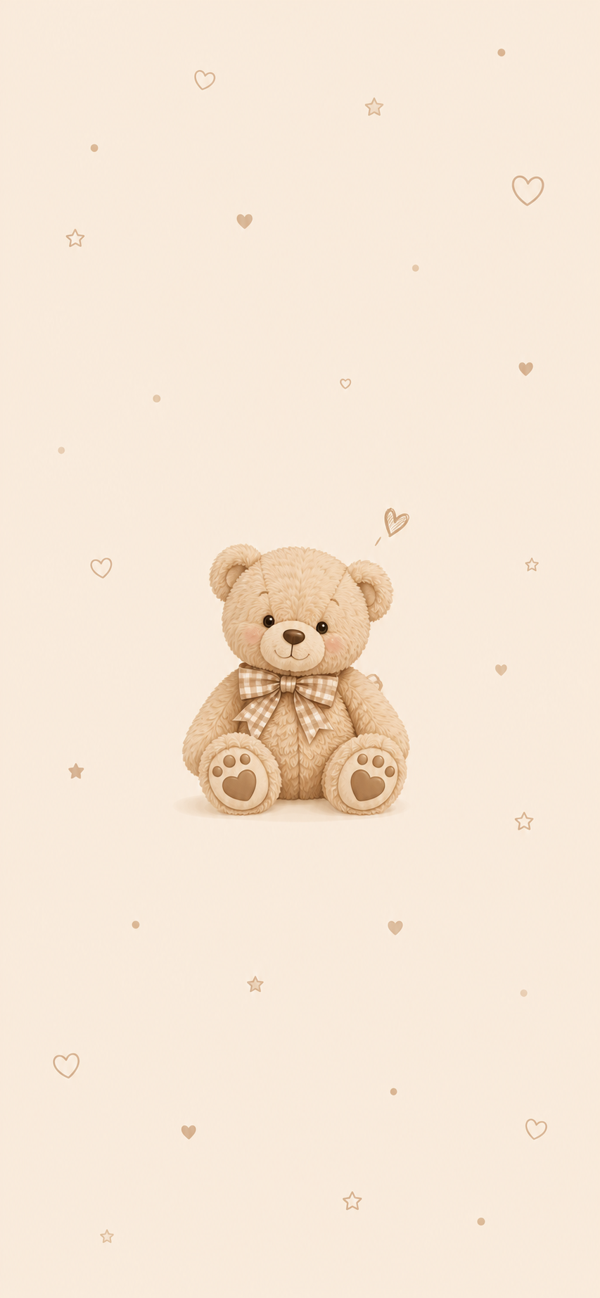 Warm cream coquette iPhone wallpaper with a soft repeating pattern