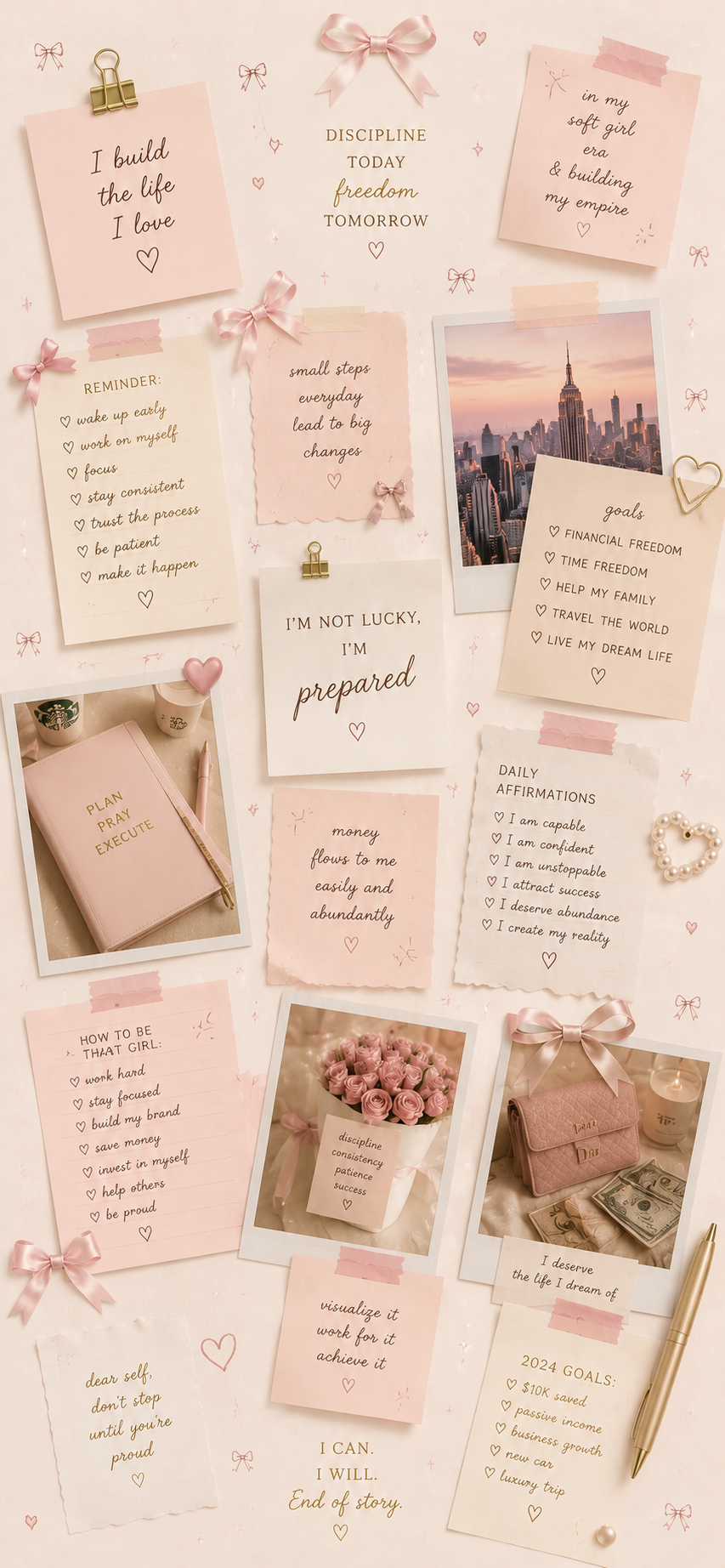 Muted pastel coquette iPhone wallpaper with a soft repeating pattern